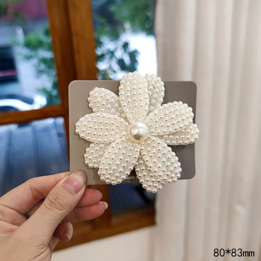 Kẹp tóc trang trí nơ nơ đính hạt ngọc trai phong cách Hàn Quốc