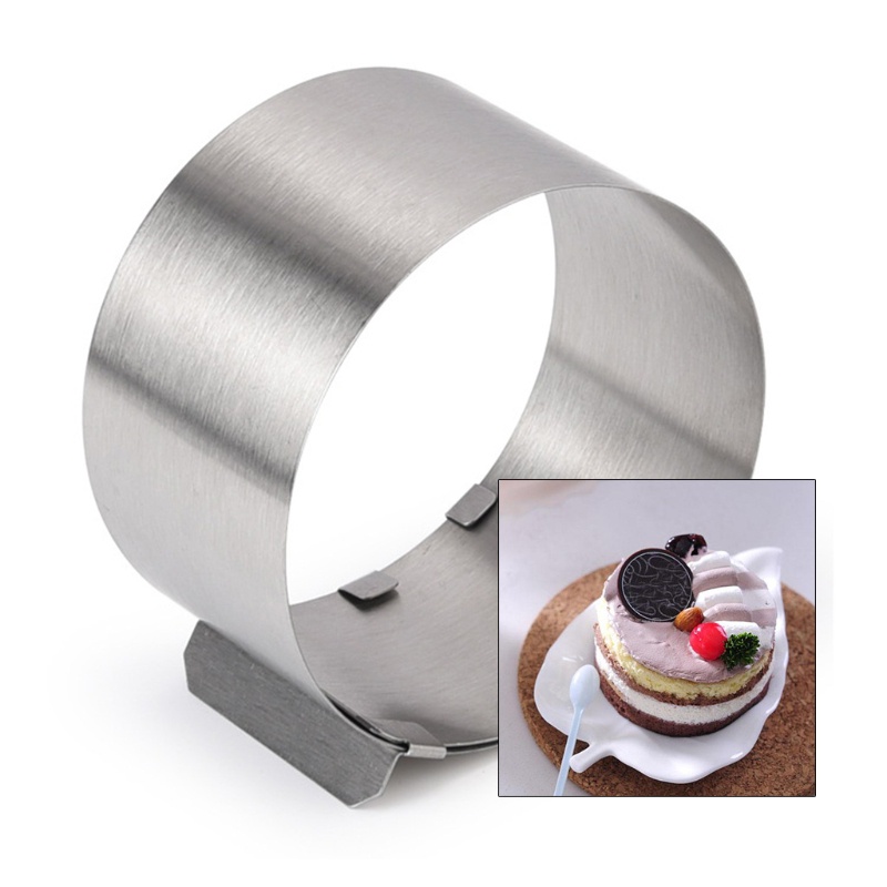 QQ Khuôn Làm Bánh Mousse Hình Tròn Bằng Thép Điều Chỉnh Được Tiện Lợi