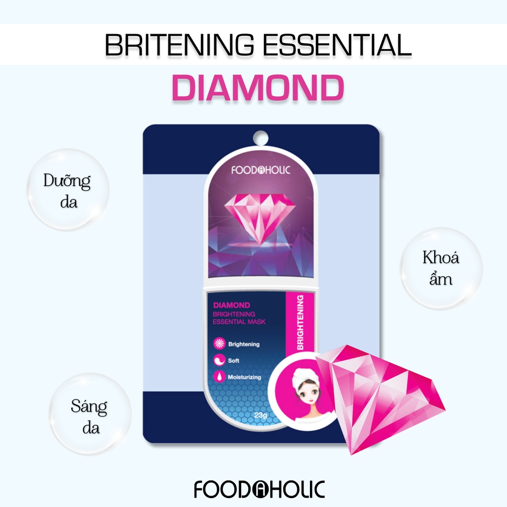 Mặt nạ dưỡng chất kim cương sáng mịn da Beldora Foodaholic Diamond Brightening Essential Mask 23g