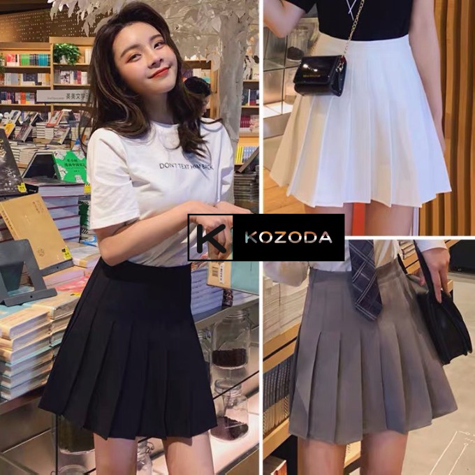 Chân váy tennis xếp ly màu trắng đen xếp li skirt cạp lưng cao ngắn chữ a phong cách ulzzang kozoda cv5 | BigBuy360 - bigbuy360.vn