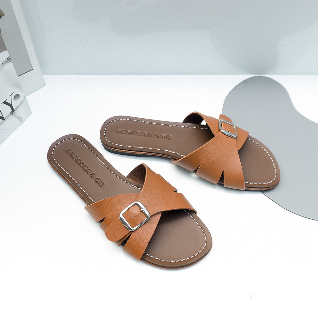 Dép đi biển thời trang Sunnieshoes & Erosska 2021 quai ngang khóa