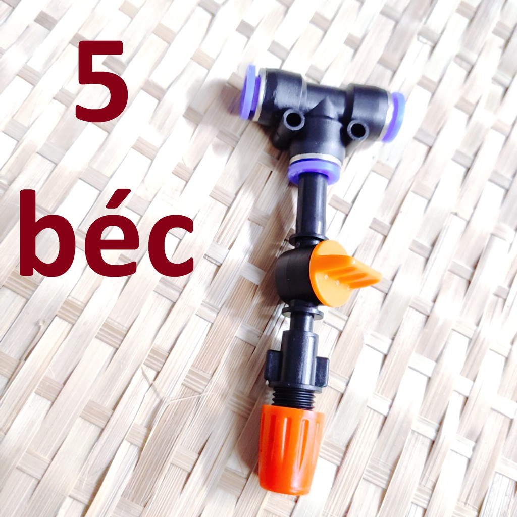 5 Béc tưới cây, phun sương 1 tia nhựa, có van khóa đầu béc, kết nối ống 8mm