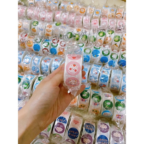 Cuộn 500 Tem Sticker Tròn Chibi, Tem Thank you- Tiệm Ốc Sột-ST060