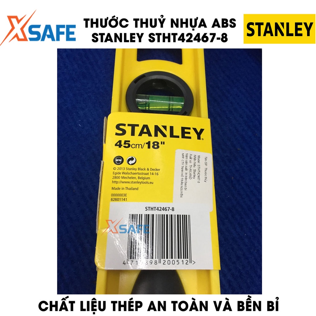 Thước thuỷ nhựa ABS STANLEY công nghệ của Mỹ Thước cân bằng Stanley gồm 3 ống thuỷ, chất liệu an toàn bền bỉ