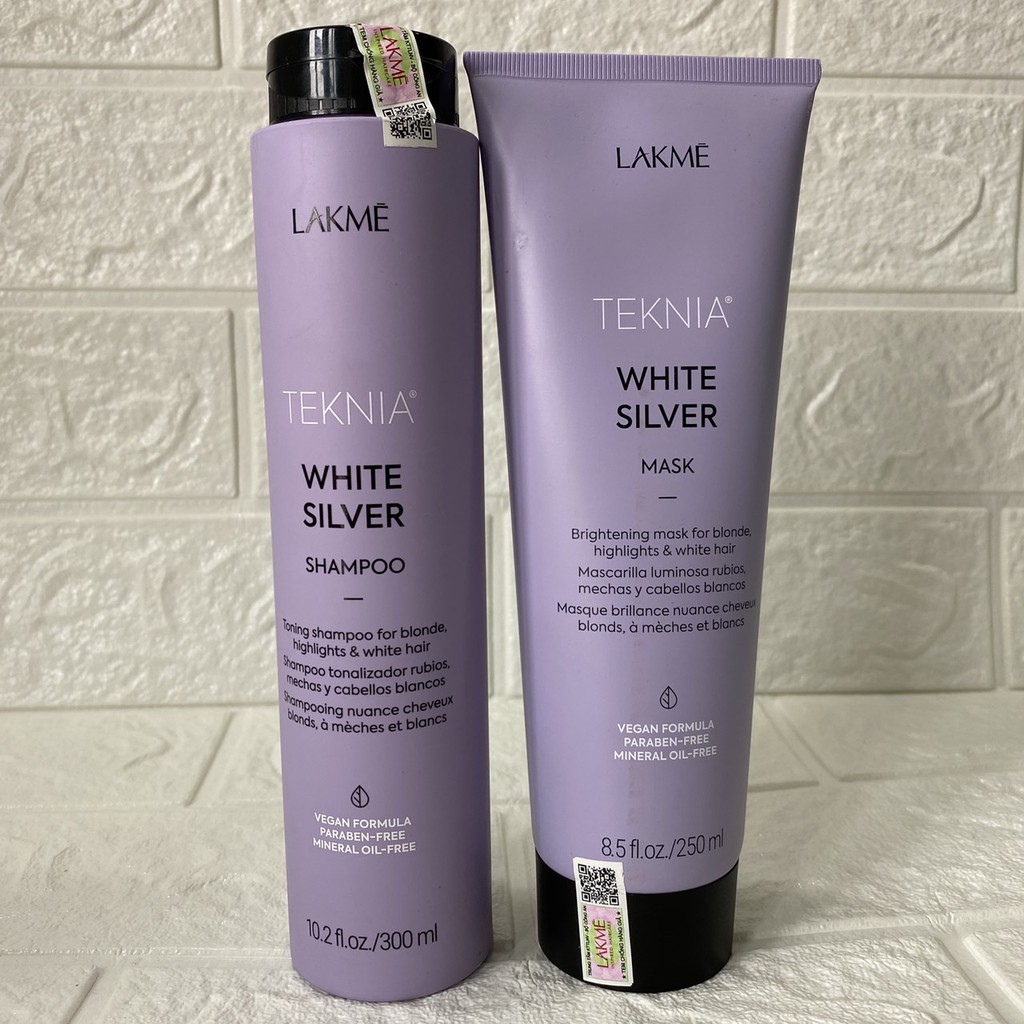 Bộ Dầu gội và Kem hấp dành cho tóc màu sáng hoặc bạc White Silver Lakme Teknia 300ml/250ml