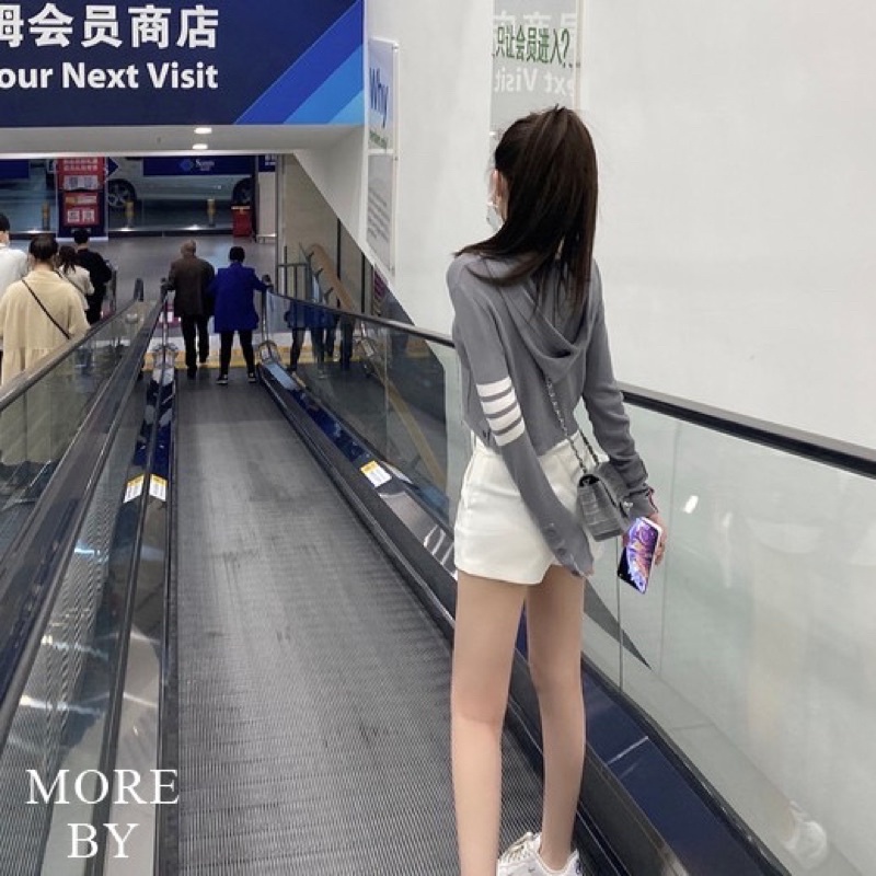 ÁO CADIGAN DÁNG NGẮN CÓ MŨ