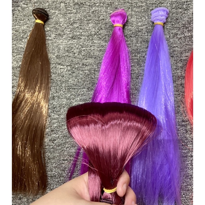 T30-TÓC 30CM GIẢ TƠ SILK MAY DÁN CHO BÚP BÊ