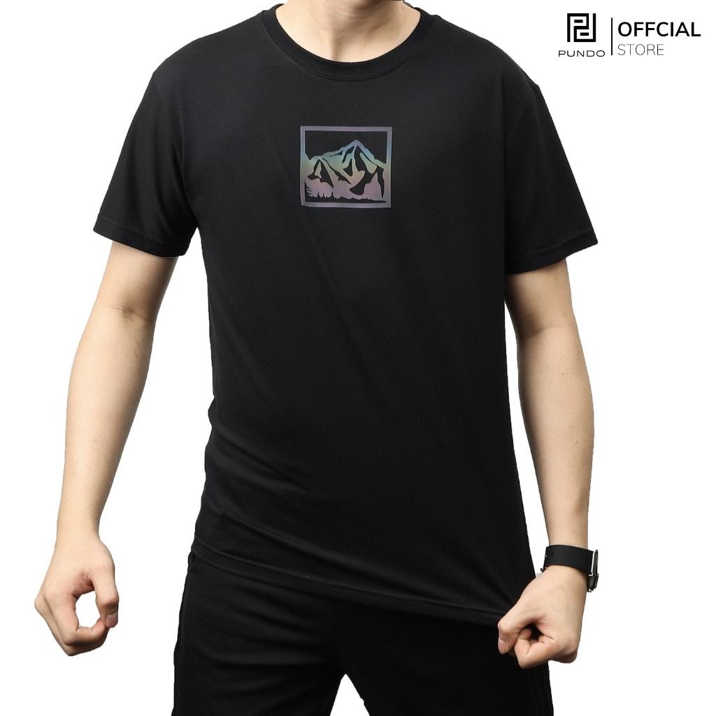 Áo thun nam cổ tròn tay ngắn, vải cotton cao cấp, hoạ tiết phản quang năng động PUNDO ATPD48