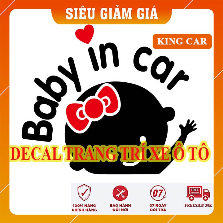 Decal trang trí ô tô baby in car giúp cảnh báo và trang trí xe oto - Shop KingCar