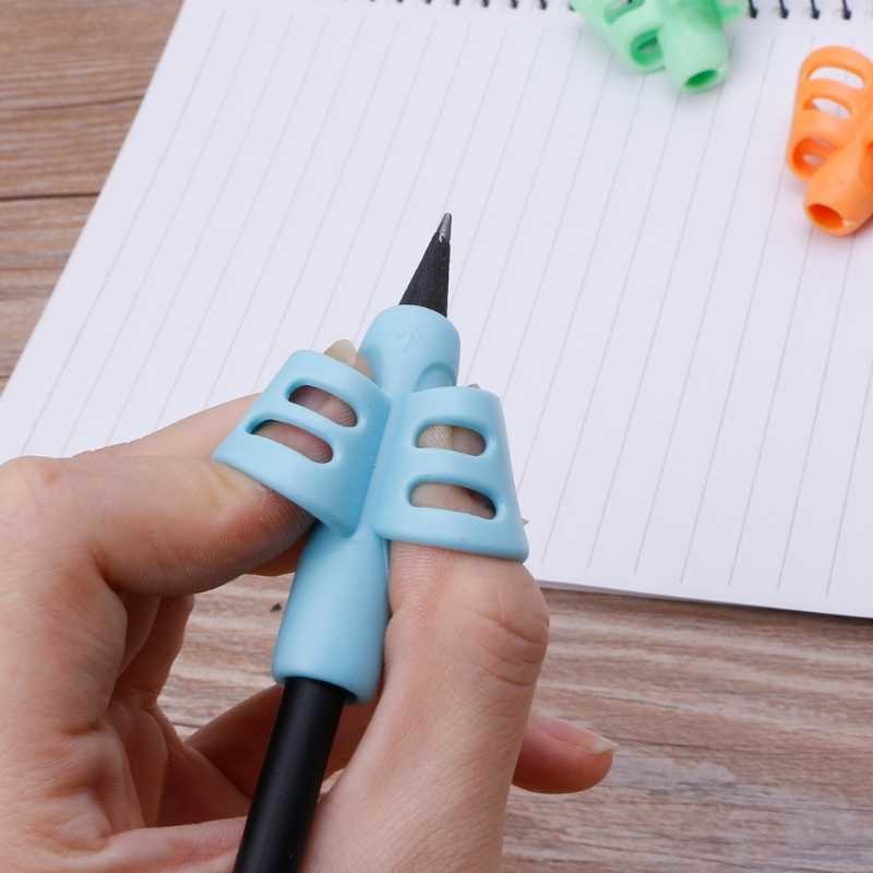 Dụng cụ xỏ ngón định vị tay cầm bút silicon chỉnh tư thế, đệm tay cầm bút đúng cho bé tập viết