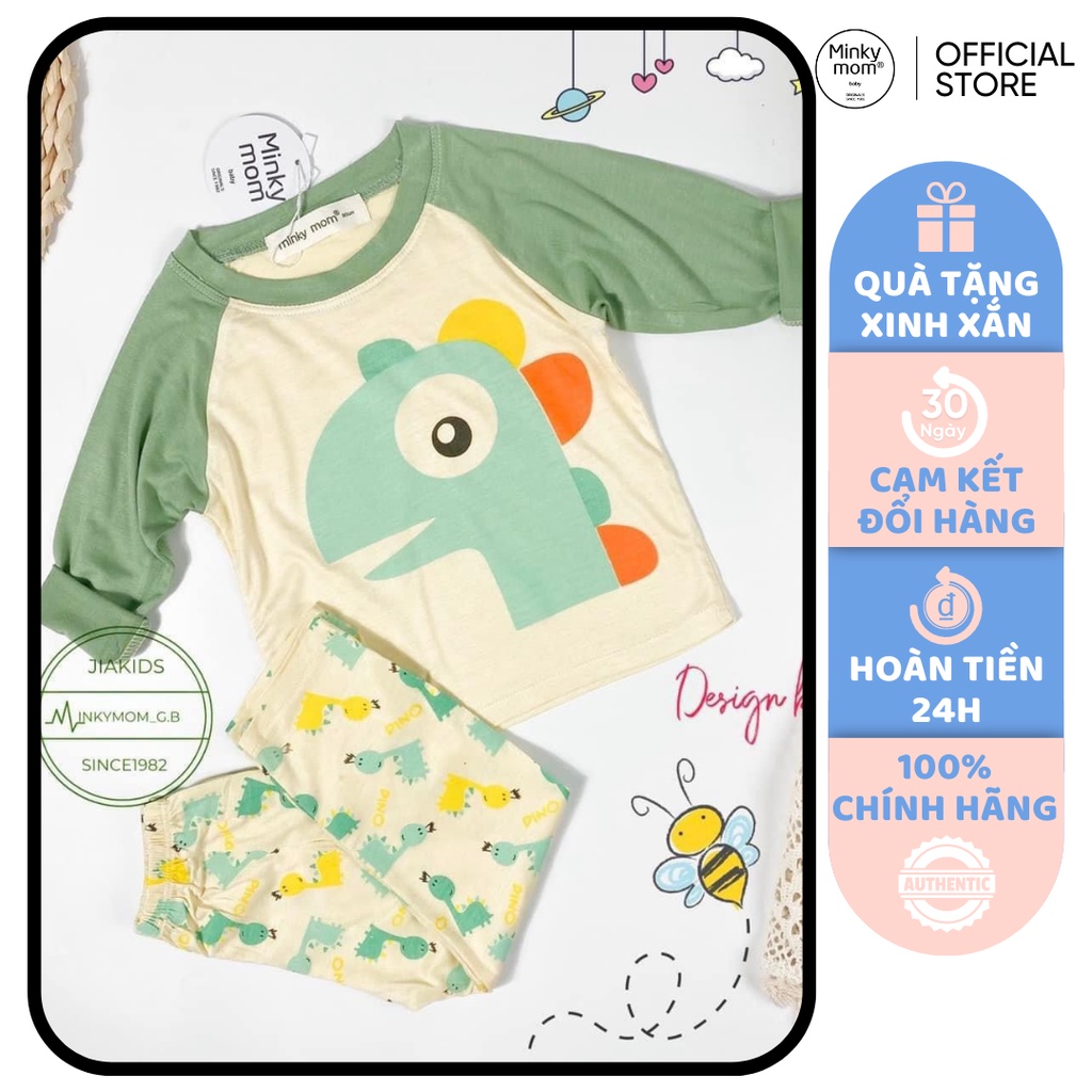 [SALE] Bộ Thun Lạnh Dài Tay Cho Bé Trai, Bé Gái Minky Mom Hoạ Tiết Hươu Vàng Giáp Lăng, Đồ Bộ Cho Bé Mặc Nhà MKMTD2230