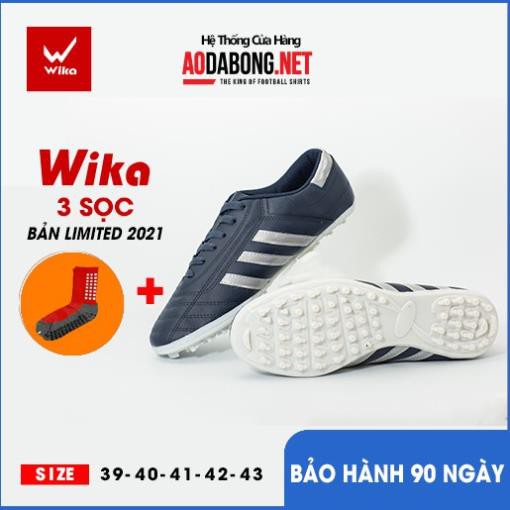 Giầy bóng đá phủi 3 sọc, CT3 chính hãng Wika đế TF bền, rẻ, đẹp tặng tất.