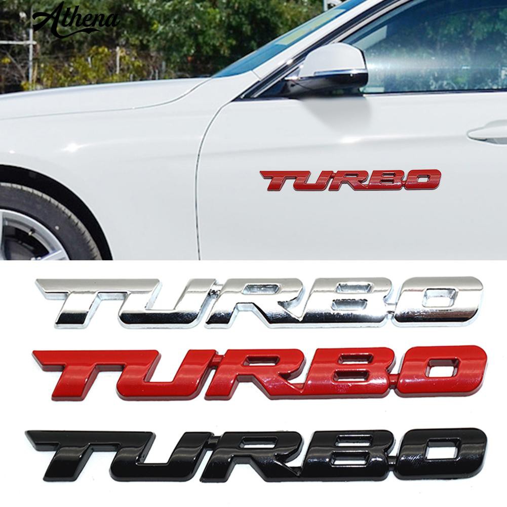 Decal kim loại dán xe hơi chữ Turbo