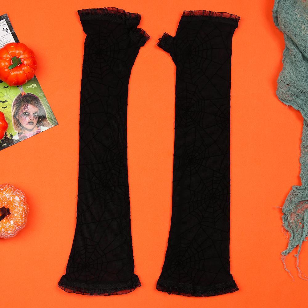 1 Đôi Găng Tay Dài Co Giãn Hóa Trang Mạng Nhện Cho Nữ