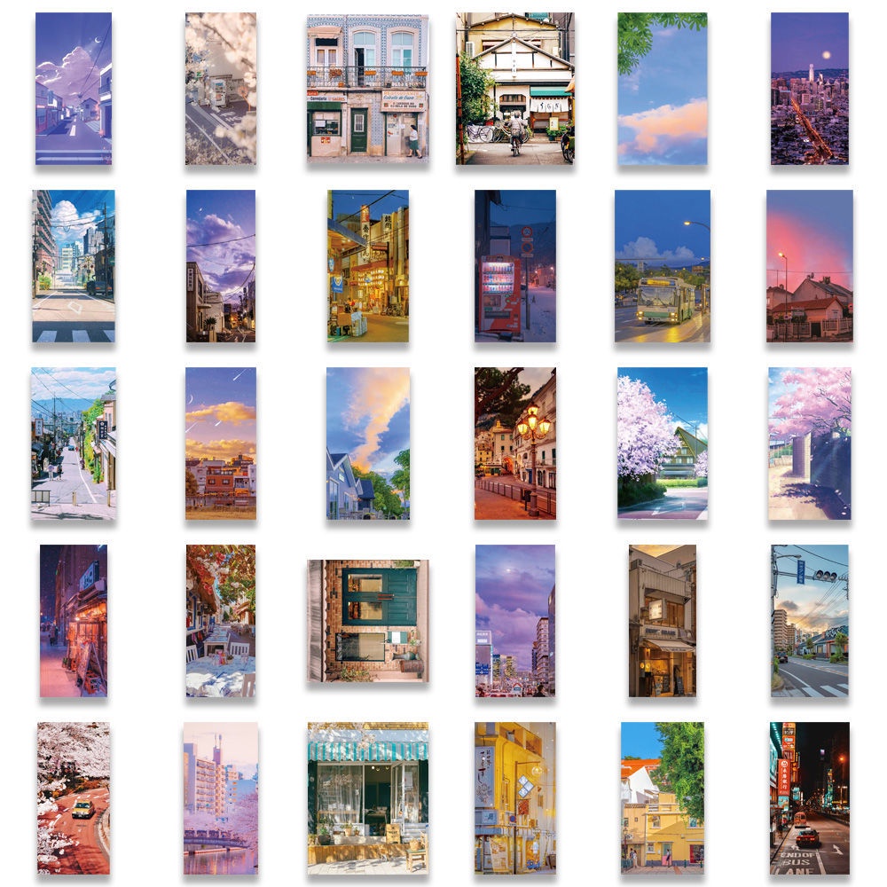 Set 55 Miếng Dán Hình Phong Cảnh Kiểu Âu Mỹ Chống Thấm Nước