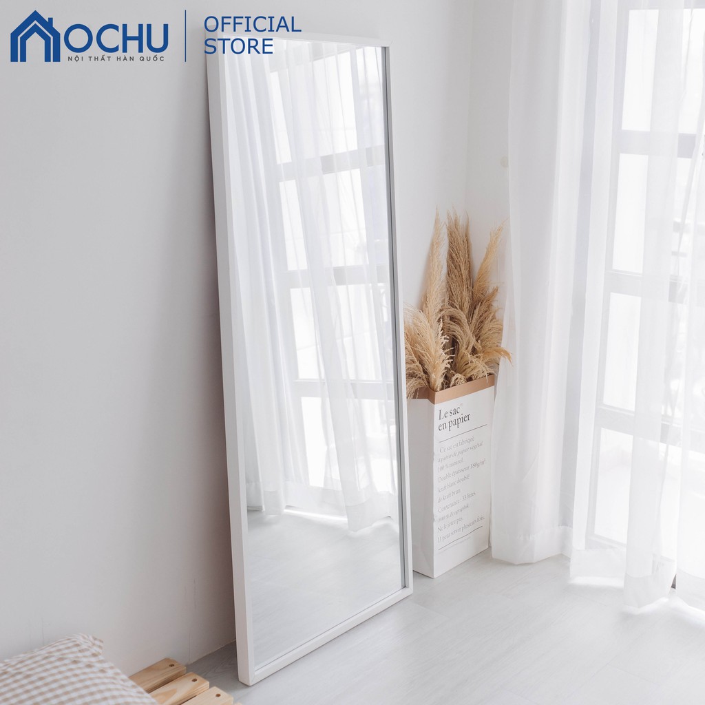 [Mã LIFE1505 giảm 8% đơn 300K] Gương Đứng Soi Toàn Thân Khung Gỗ OCHU - Mirror L - White