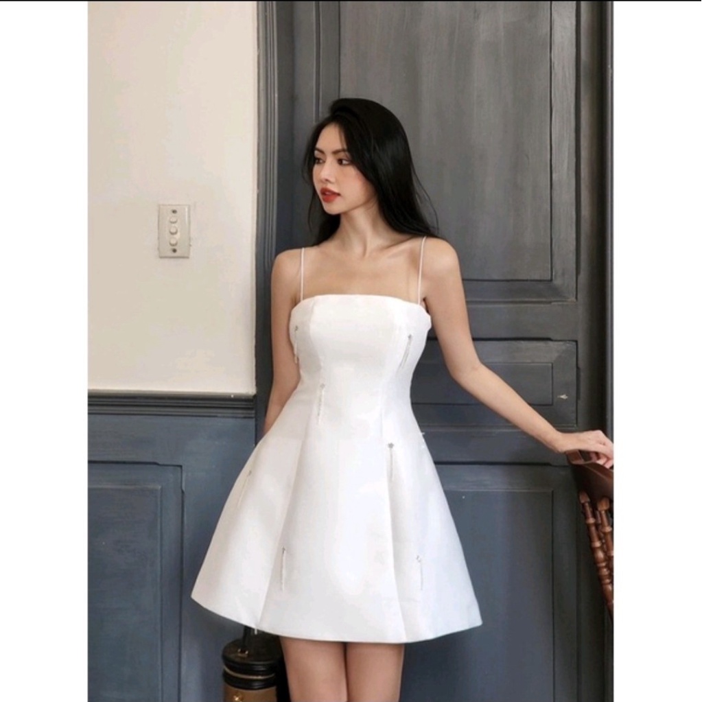 (Free Ship) ĐẦM TAFTA NƠ ĐÍNH ĐÁ DỰ TIỆC ĐI CHƠI SIÊU SANG CHẢNH HÀNG THIẾT KẾ XINH LUNG LINH PU HHp Fashion