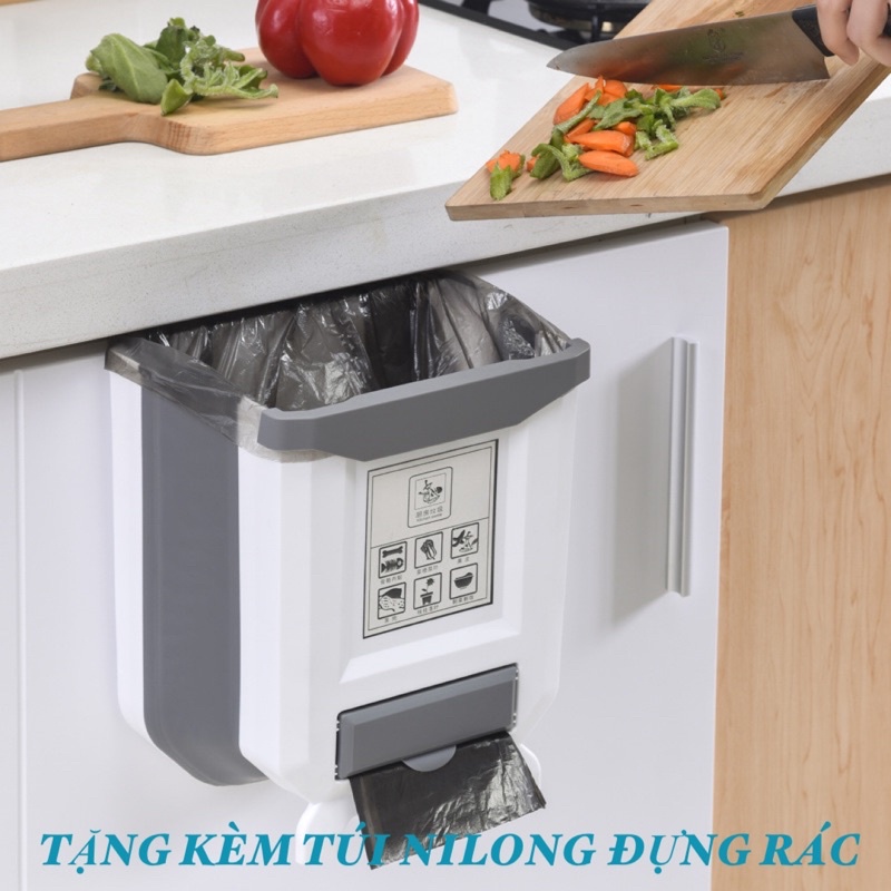 Thùng rác thông minh cài cánh tủ GẤP GỌN SIZE LỚN- TẶNG KÈM CUỘN TÚI NILONG ĐỰNG RÁC