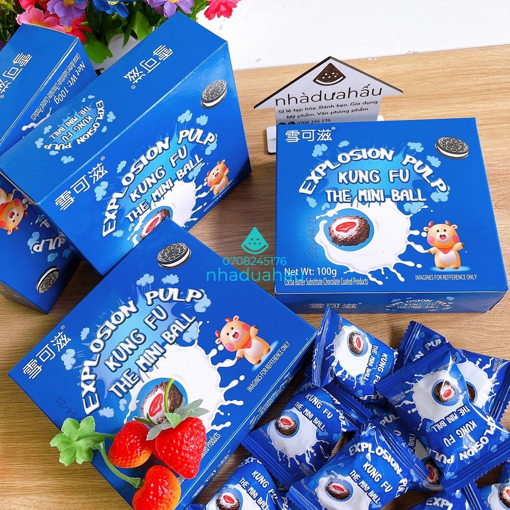 Lẻ một viên kẹo sô cô la oreo gòn có nhân mứt dâu Hongkong mỗi viên 10gam | BigBuy360 - bigbuy360.vn