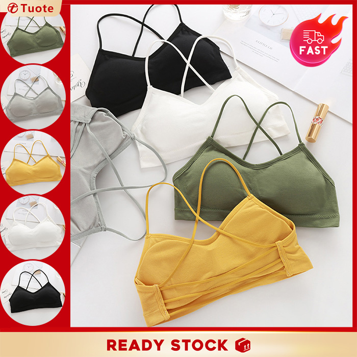 Lingerie Three-Pole Cross Straps Wrapped Chest Girl Student Seamless Beautiful Back No Steel Ring Bra Underwear Vest Ladies