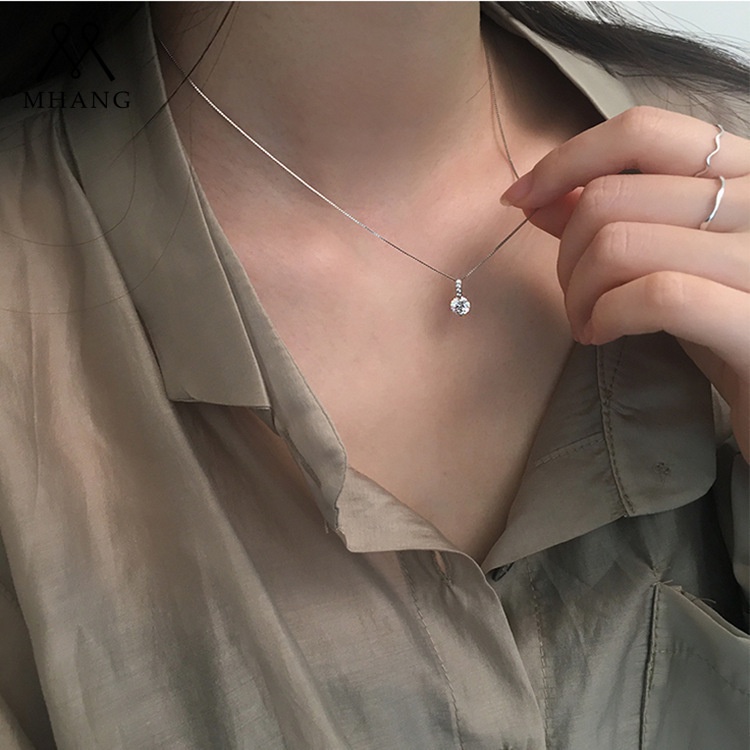 Vòng cổ Đính Đá Zircon Hình Giọt Nước Đơn Giản Thời Trang Phong Cách Hàn Quốc