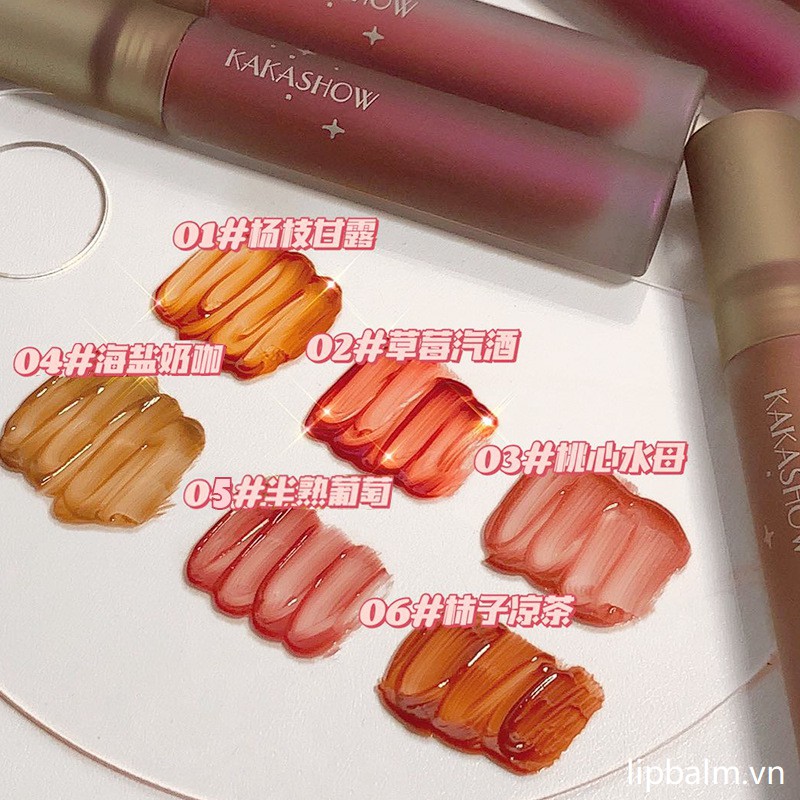 Kakashow water light air lip glaze dưỡng ẩm môi nhẹ mùa hè không thấm nước và không phai