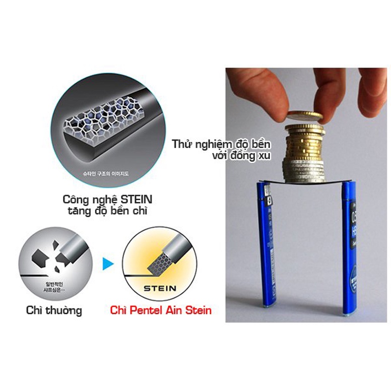 Ruột Chì Kim Pentel Ain Stein 2B Ngòi 0.2/0.3/0.5/0.7/0.9mm | Ngòi Chì Cấu Trúc Tổ Ong Siêu Cứng