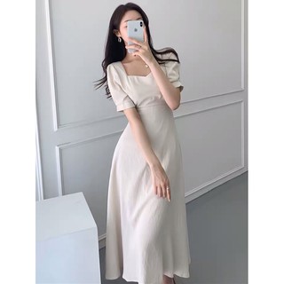 (Order) Váy tiểu thư Hàn quốc basic cổ vuông thắt nơ