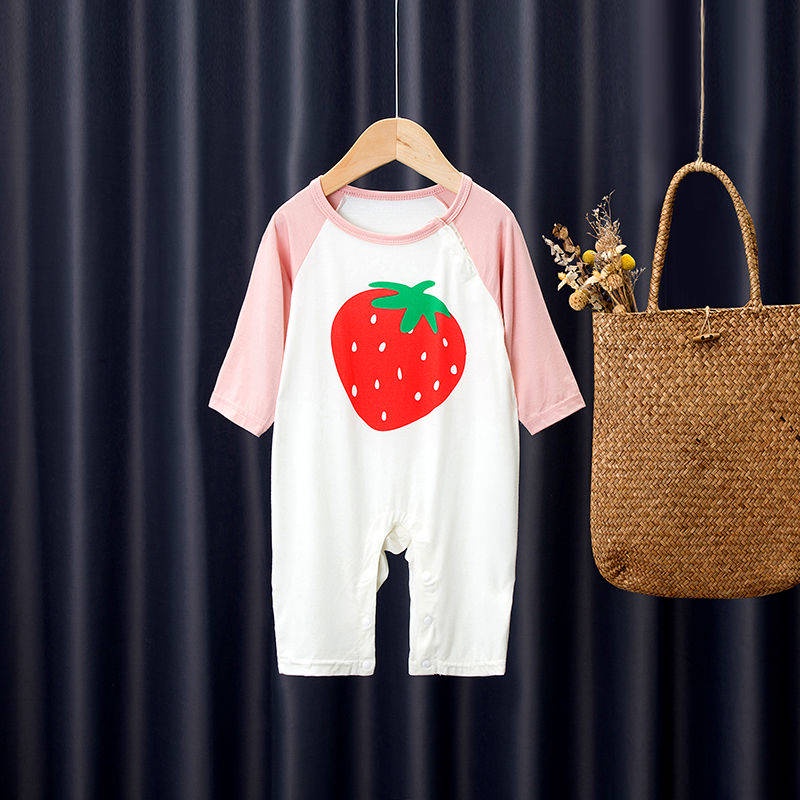 Bộ Đồ Ngủ Liền Thân Tay Dài Chất Liệu Cotton Siêu Mỏng Thời Trang Xuân Hè Cho Bé 0-1 Tuổi 3 Tháng Tuổi