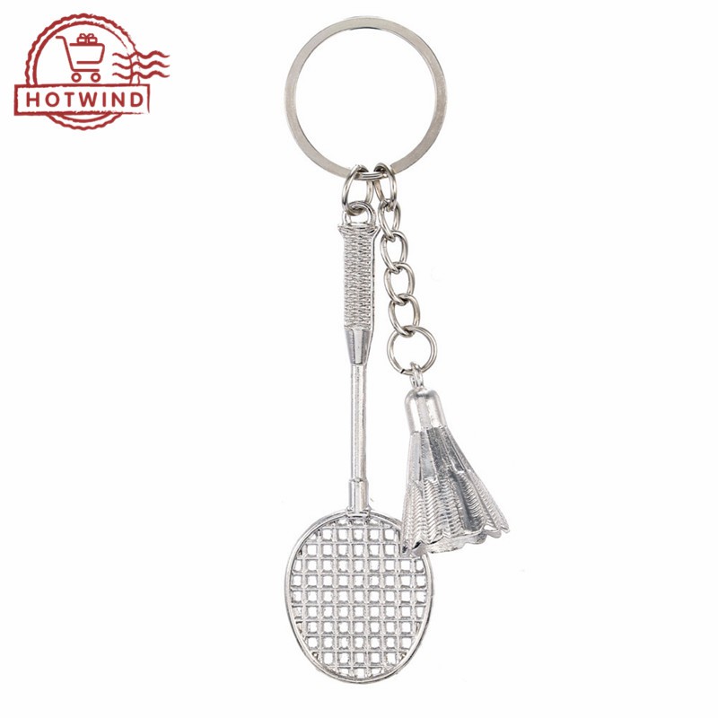Móc khóa kim loại hình vợt cầu lông / cầu lông / tennis dễ thương