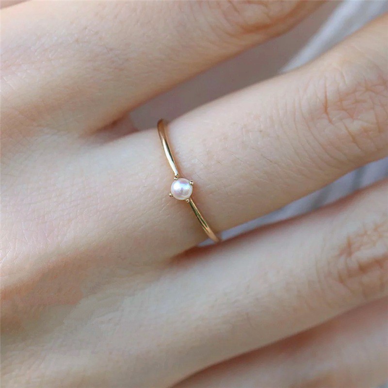 Nhẫn bạc sterling 925 đính hạt ngọc trai nhân tạo mạ vàng hồng 18K R368 dành cho bạn nữ