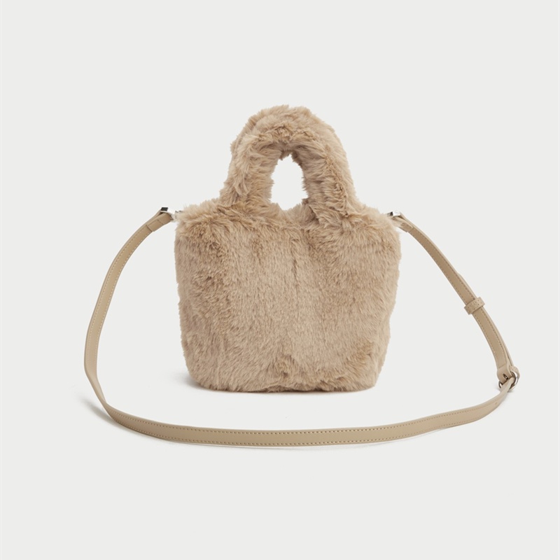 Ielgy Túi Đeo Chéo bucket Phối Lông Nhung Chất Lượng Cao In Chữ