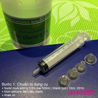 Bộ dụng cụ rửa mũi cho bé - Xilanh rửa mũi có gắn núm silicon mềm