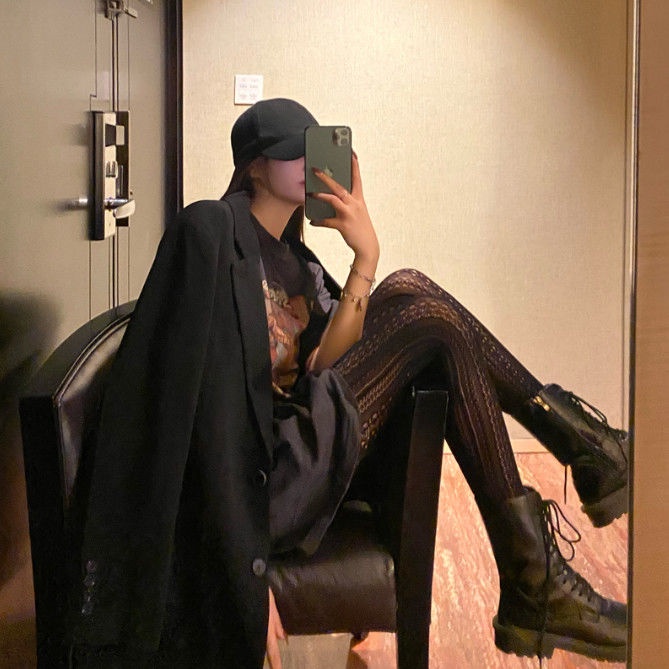 [Hàng có sẵn] Quần tất dài ôm chân khoét lỗ gợi cảm chống móc khóa mùa thu