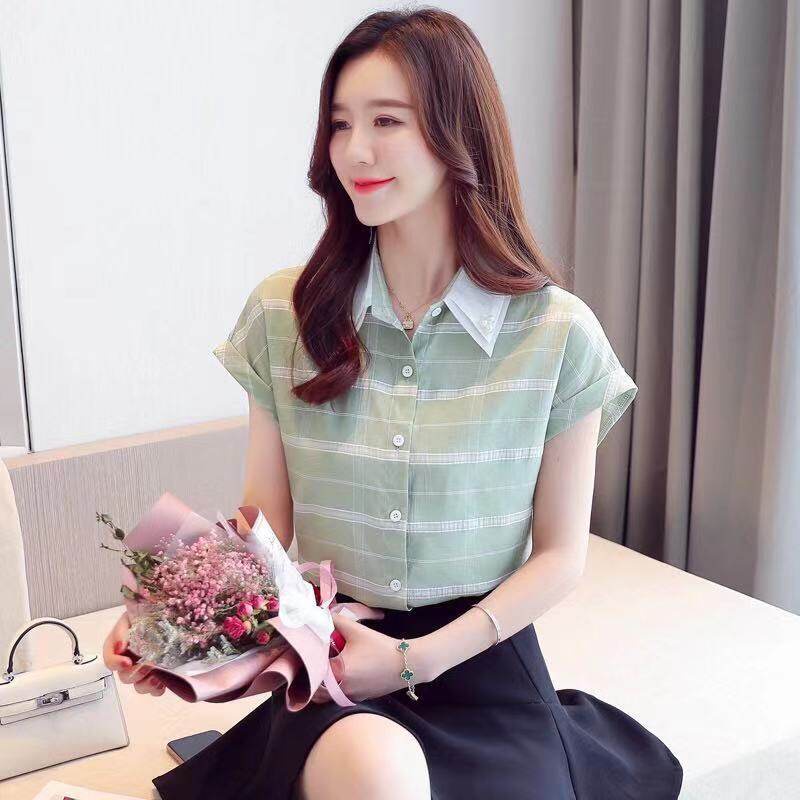 Áo Sơ Mi Tay Ngắn Chất Liệu Polyester Màu Hồng Thiết Kế Mỏng Thời Trang Mùa Hè Theo Phong Cách Hàn Quốc Cho Nữ
