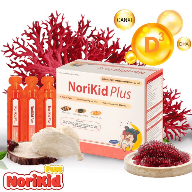 NORIKID PLUS – Giải Pháp Hỗ Trợ Cải Thiện Biếng Ăn, Táo Bón, Tăng Sức Đề Kháng ở Trẻ 06 Tháng – 12 Tuổi (Hộp 20 Ống)