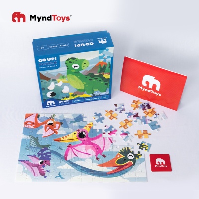 Bộ xếp hình Myndtoys chủ đề Khủng long Dino Xanh Series S với 2 Cấp độ 70-96 mảnh ghép cho bé thông minh