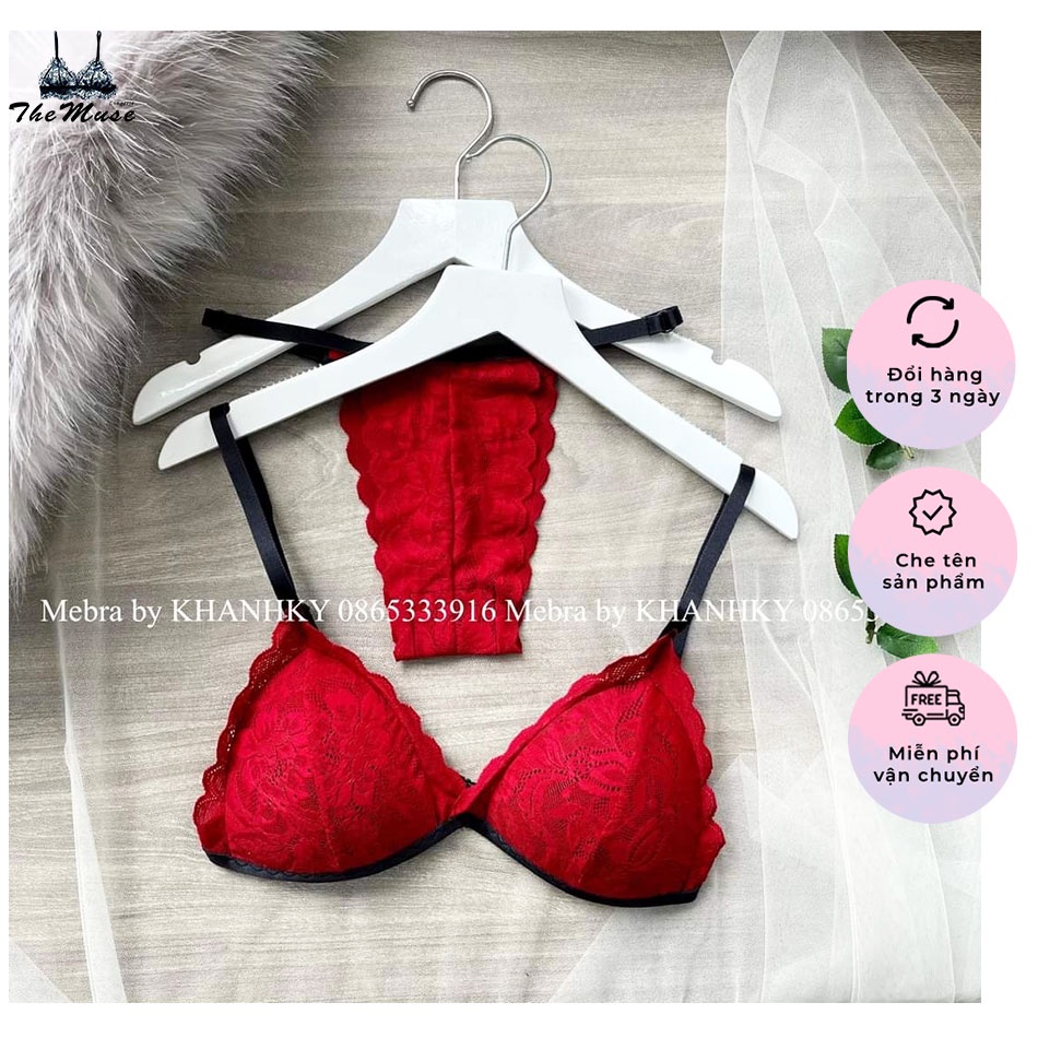 🍁FREESHIP🍁BỘ ĐỒ LÓT REN KHÔNG GỌNG MÀU ĐỎ PHỐI QUẦN DÂY SEXY