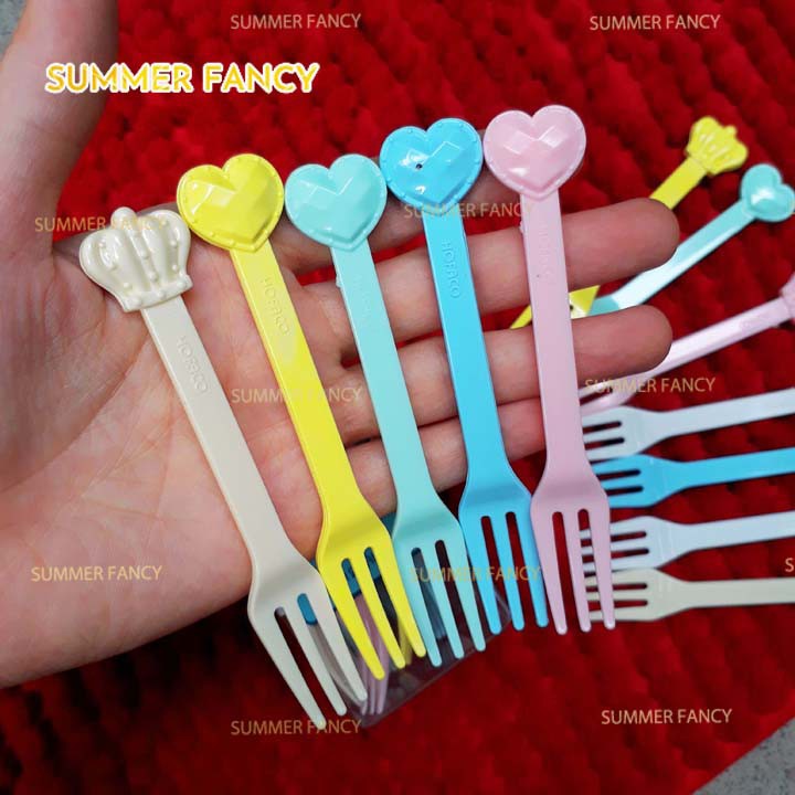 12 nĩa vương miện, trái tim xinh xắn - Tiara Heart Plastic Snail forks with box