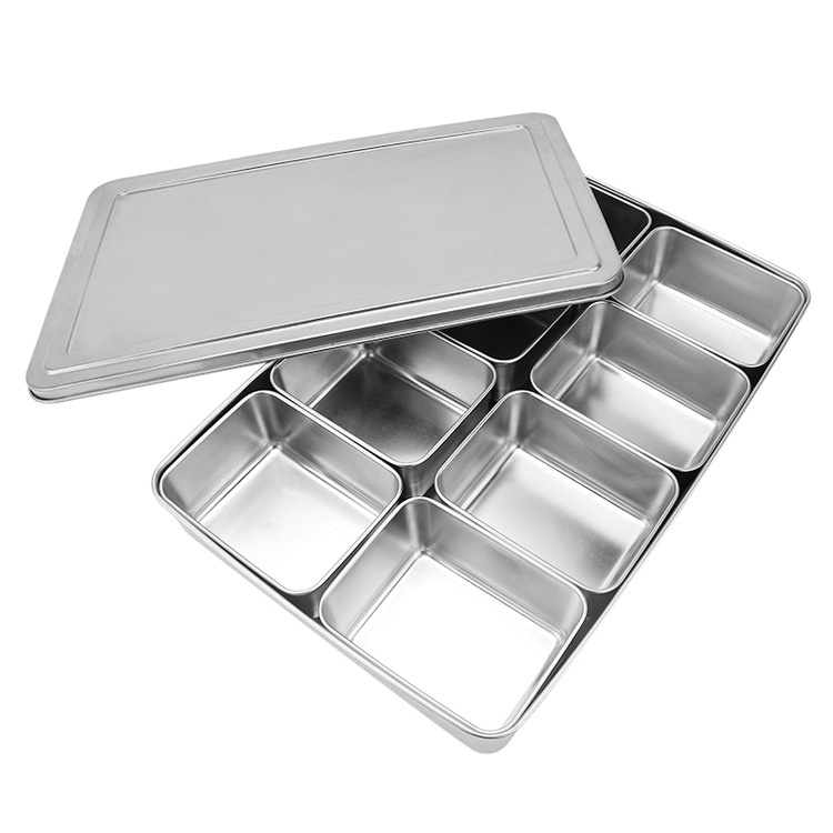 [SẴN HÀNG] Khay inox đựng topping, khay đựng gia vị 4 khay, 6 khay, 8 khay