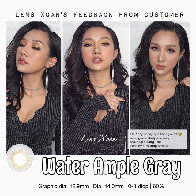 Áp tròng WATER AMPLE GRAY- LENS ME ( LENS XOẮN): XÁM TÂY FIT MẮT