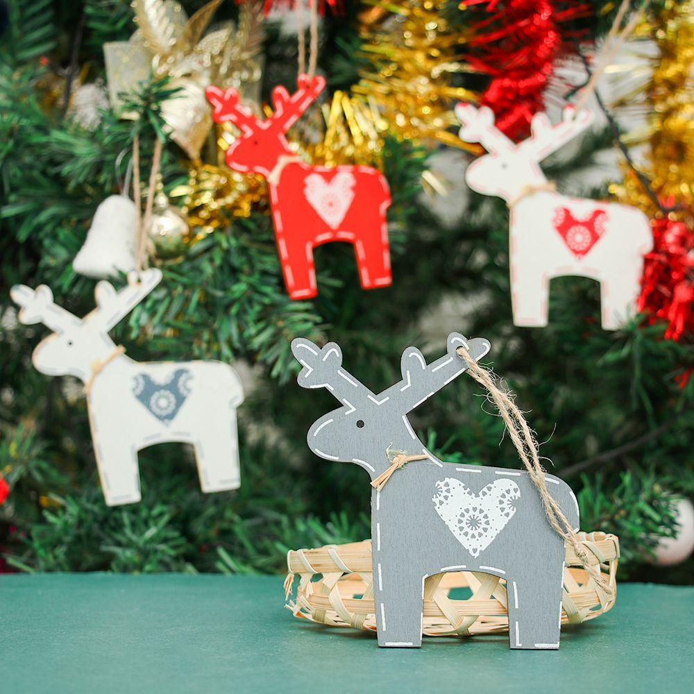 Bộ 4 Phụ Kiện Trang Trí Giáng Sinh Bằng Gỗ Mới