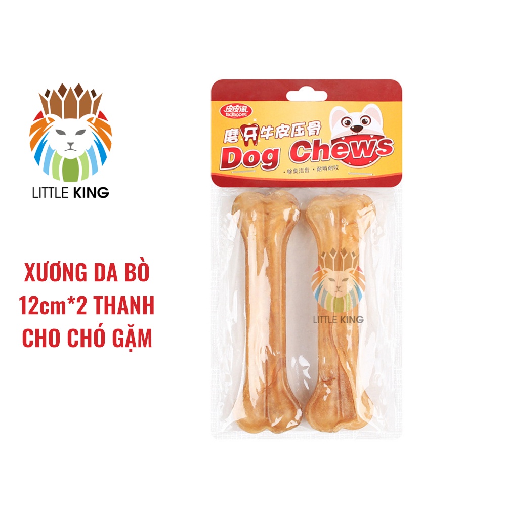 Xương da bò cho chó gặm kích cỡ 12cm*2 cái giúp làm sạch răng, răng chắc khỏe Little King pet shop