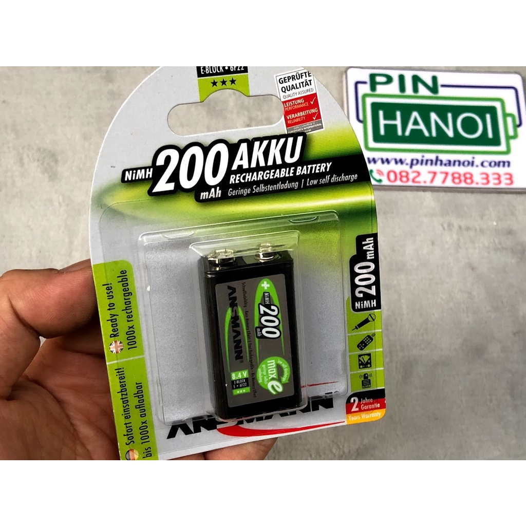 Pin sạc ANSMANN Pin 9V NiMH E 6F22 200mAh 5035342