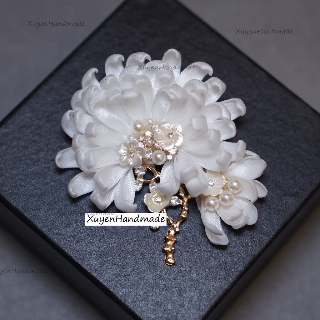 Hoa Cúc Đôi Handmade Cài Áo Cao Cấp