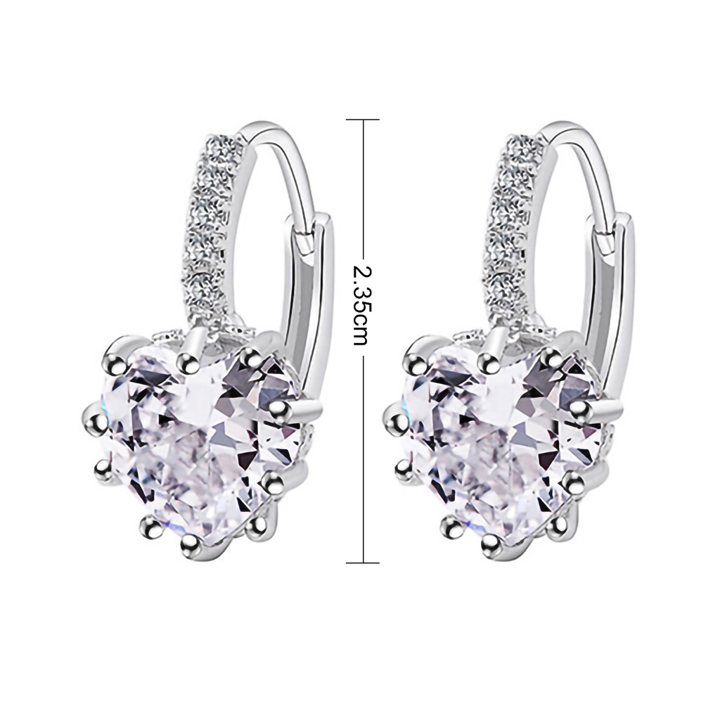 Cặp khuyên tai mạ vàng 9k hình trái tim đính đá quý nhân tạo sang trọng quý phái dành cho nữ