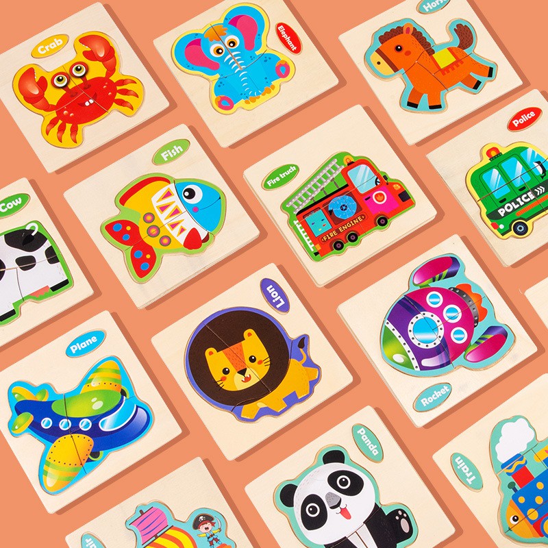 [Quà tăng Sticker] Đồ chơi xếp hình gỗ, Tranh lắp ghép cho bé 1-6 tuổi Smart Kids