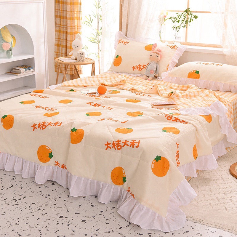 Cotton 100% Viền Bèo Chăn Chần Bông