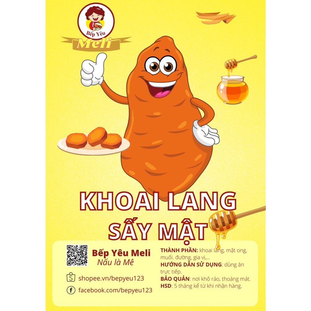 Khoai lang vàng sấy mật ong giòn tan - hộp 200g đồ ăn vặt Bếp Yêu Meli