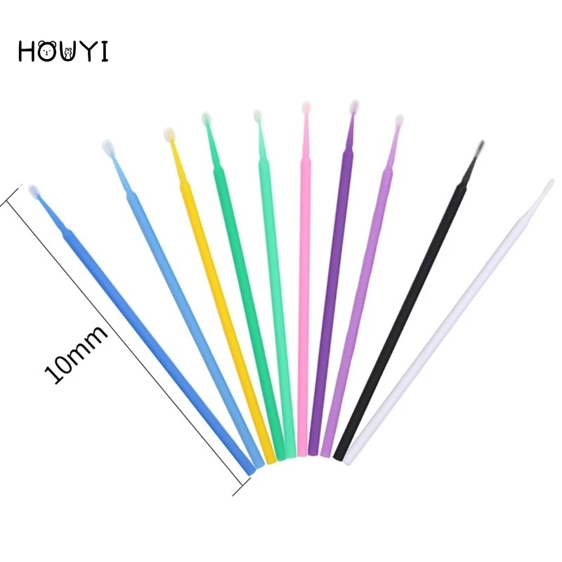 Set 100 Tăm Bông Cotton Mini Nhiều Màu Làm Sạch Lông Mi/Trang Điểm Nối Mi Dùng Một Lần
